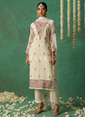 Off White Multi Embroidery Pakistani Pant Style Suit