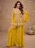 Yellow Peplum Style Pant Suit