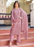 Soft Pink Embroidered Pakistani Straight Suit