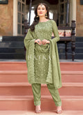 Green Embroidered Pakistani Straight Suit