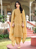 Golden Yellow Embroidered Pakistani Straight Suit