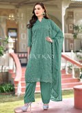 Teal Green Embroidered Pakistani Straight Suit