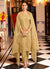 Golden Embroidered Organza Straight Suit