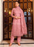 Pink Embroidered Organza Straight Suit