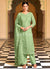 Green Embroidered Organza Straight Suit