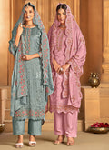 Pink Embroidered Pakistani Straight Suit