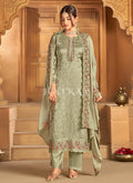 Green Embroidered Pakistani Straight Suit