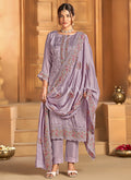 Lavender Embroidered Pakistani Straight Suit