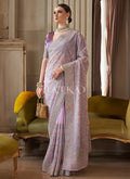 Lavender Multi Embroidery Silk Saree