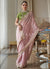 Pink And Green Embroidery Silk Saree