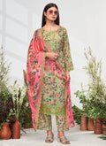 Green Printed Salwar Kameez Suit