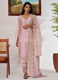 Lavender Embroidered Pakistani Suit