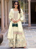 Off White Palazzo Style Salwar Suit