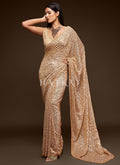 Beige Golden Sequins Embroidery Georgette Saree