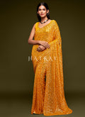 Honey Yellow Sequins Embroidery Georgette Saree