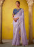 Lavender And Blue Multi Embroidery Silk Saree