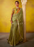 Green And Mustard Multi Embroidery Silk Saree