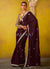 Deep Wine And Yellow Multi Embroidery Silk Saree