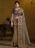 Copper Blue Embroidered Silk Saree