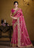 Magenta Pink Embroidered Silk Saree