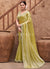 Yellow Handwork Embroidery Satin Silk Saree