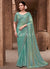 Sea Green Handwork Embroidery Satin Silk Saree