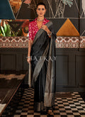 Black And Magenta Silk Saree