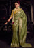 Green And Yellow Handwork Tissue Silk Saree