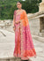 Pink And Orange Multi Embroidery Saree