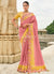 Pink And Yellow Multi Embroidery Saree