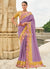 Purple And Yellow Multi Embroidery Saree