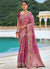 Mauve Purple And Wine Floral Embroidery Saree