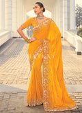 Mustard Yellow Multi Embroidery Saree