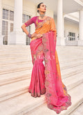 Pink And Orange Multi Embroidery Saree