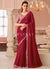 Cherry Red And Pink Designer Embroidered Saree