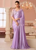 Lilac Purple Designer Embroidered Saree