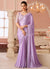 Lilac Purple Designer Embroidered Saree