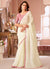 Ivory And Pink Designer Embroidered Saree