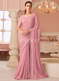 Soft Pink Designer Embroidered Saree