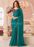 Teal And Red Designer Embroidered Saree