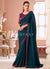 Turquoise And Pink Designer Embroidered Saree