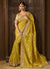 Yellow Golden Multi Embroidery Tissue Silk Saree