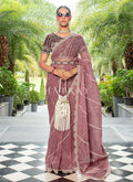 Rose Pink Embroidered Organza Saree