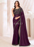 Deep Wine Embroidery Silk Saree