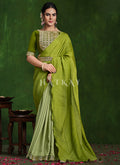 Green Ombré Multi Embroidery Premium Silk Saree