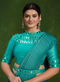 Turquoise Multi Embroidery Premium Silk Saree