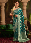 Dark Green And Yellow Traditional Saree