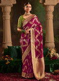 Magenta And Green Traditional Saree