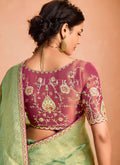 Shop Green And Pink Sari