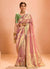 Pink And Green Embroidery Saree